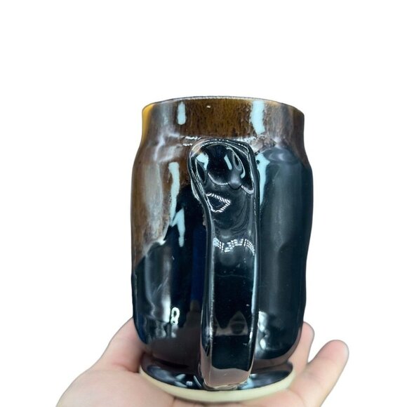 Hand Made Studio Art Pottery Coffee Cup Mug Marked Beeds Pottery Drip Glaze Larg - Picture 3 of 13